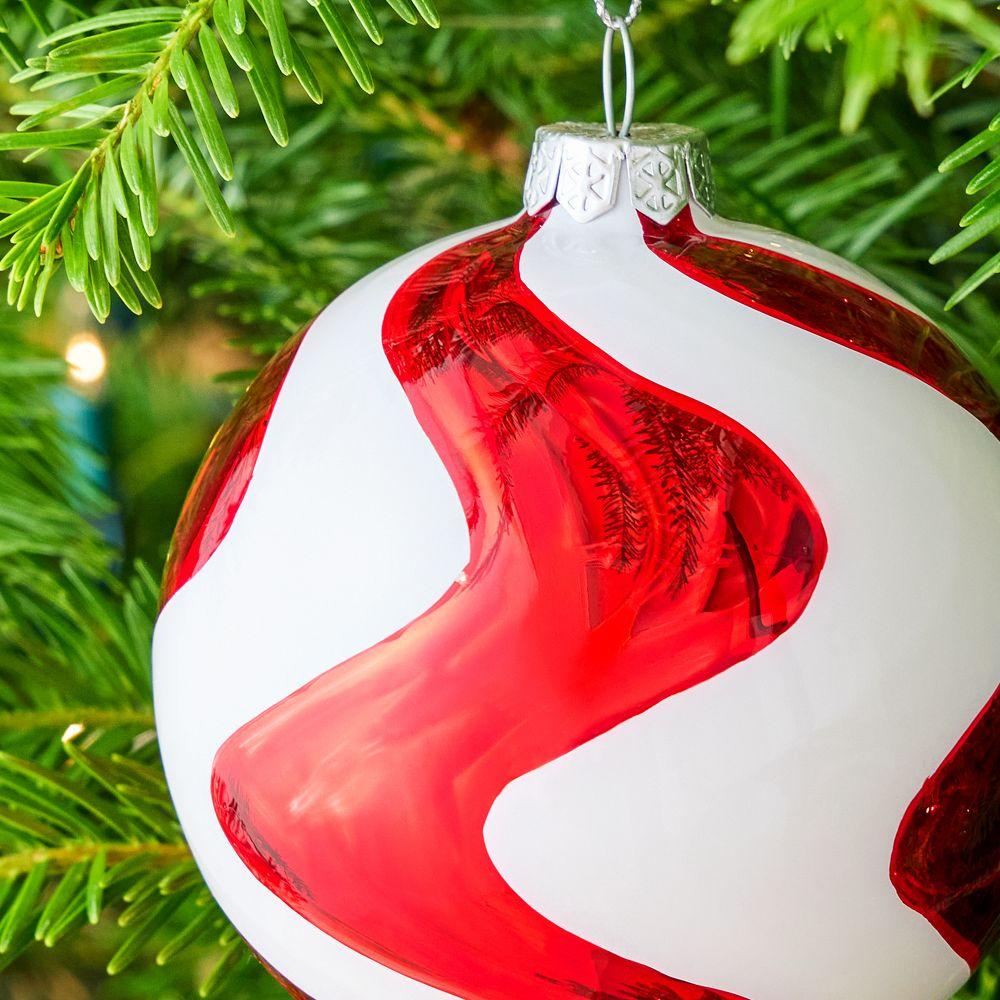 Red and shop white glass ornaments